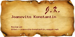 Joanovits Konstantin névjegykártya